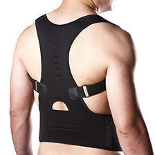 Magnetic Therapy Posture Corrector Body Back Pain Belt Brace Shoulder Support - Black