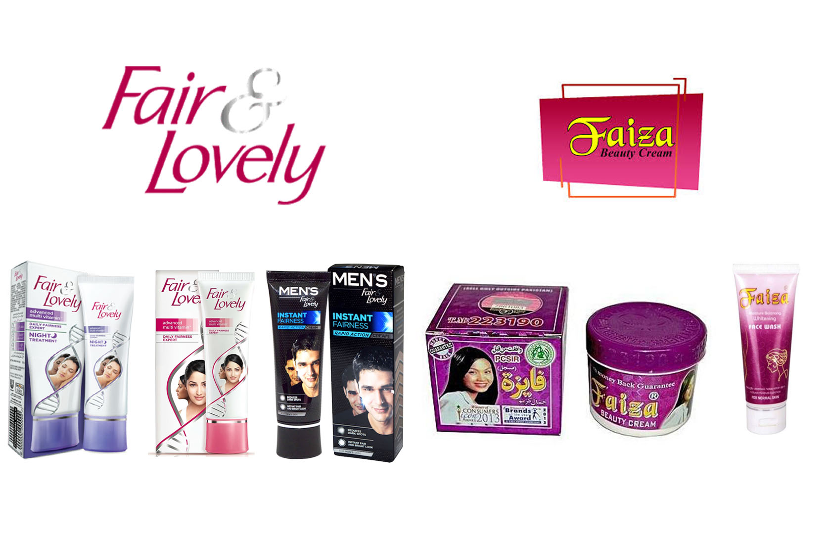 Fair&Lovely and Faiza fairness creams in Pakistan