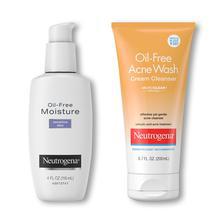 Oil Free Acne Wash Cream Cleanser + Neutrogena Sensitive Skin Oil-Free Moisture