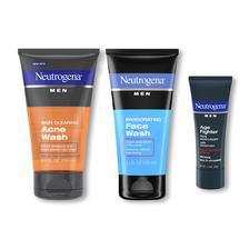 Men's Anti-Wrinkle Age Fighter Moisturizer + Neutrogena Men Invigorating Face Wash + Neutrogena Men Skin Clearing Acne Wash