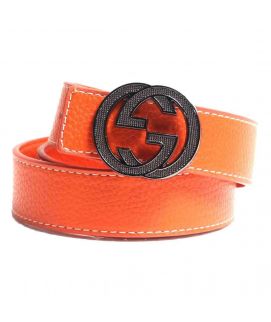 Orange Leather Belt for Men