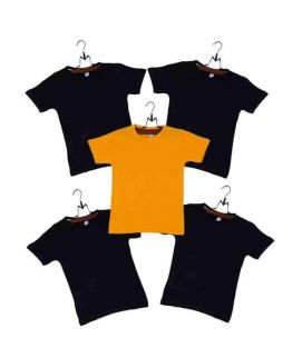 Boys Pack of 5 Yellow & Black Cotton T-shirts