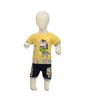 Boys Black & Yellow Shorts And TShirt Sets