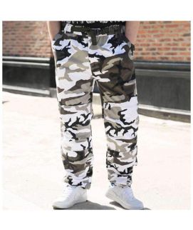 Camouflage White And Black Cargo Pants