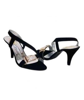 Ladies Black & Silver Heel Shoes