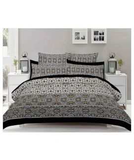 Grey Double Bed Sheets With 2 Pilow Cover