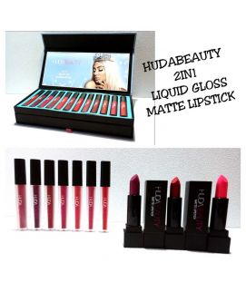 Huda Beauty 2 In 1 Liquid Gloss Matte Lipstick Set