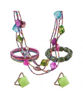 100 Degreez Pack of 4 Multicolour Alloy & Beads Jewellery Set for Women