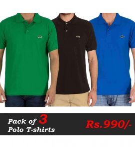 T-Shirts Pack of 3 Deal (Green, Brown, Blue)