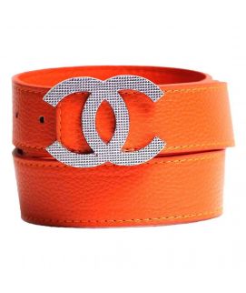 Orange Leather Belt For Men
