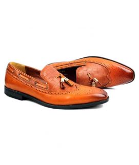 Camel Brown Leather Formal Shoes For Men