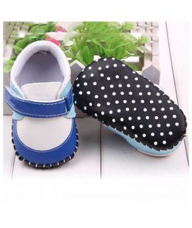 Blue Black Polka Dot Baby Shoes
