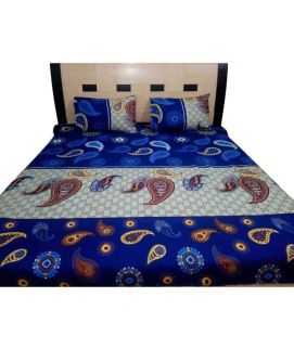 Leaves Print Double Bed Sheets With 2 Pilow Cover
