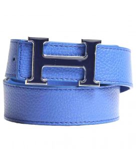 Sky Blue Leather Belt
