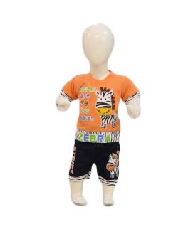Boys Orange & Black Shorts And TShirt Sets