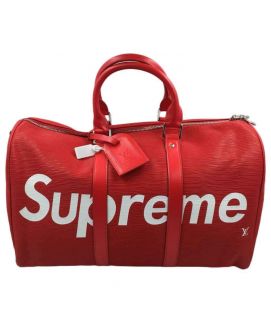 Supreme x LV Red Duffle Bag