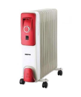 Geepas 11 Fins Oil Filled Radiator Heater With Fan - White & Red