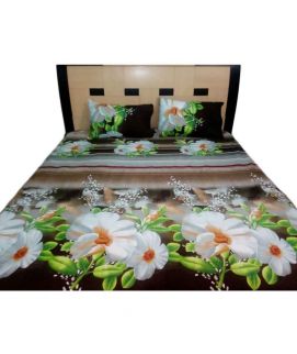 Flowe Print Double Bed Sheets With 2 Pilow Cover