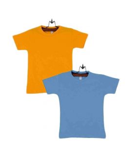 Boys Pack of  2  Yellow & Blue Cotton T-shirts