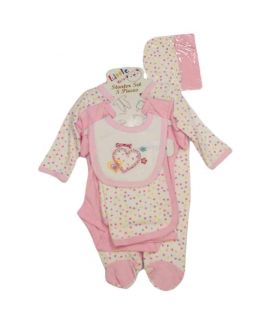 New Born Baby 7 Pieces Pink Suit