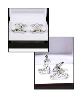 Pack Of 2 Pistol And Moustache Silver Cufflinks