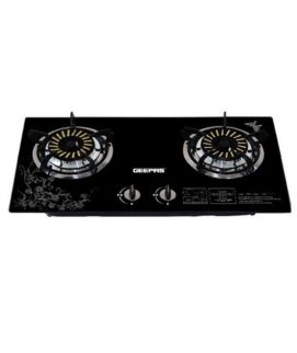 Geepas Glass Gas Stove with Two Infrared Burner - Black