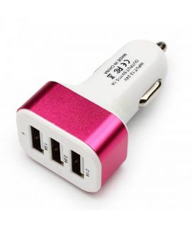 Universal USB Car Charger 3 Port Pink