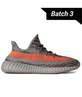 Men's Yeezy Boost 350 V2 Grey Solar Red Shoes