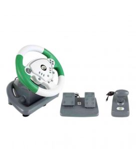 Games Arena Xbox 360 & PC Green & White Vibration Steering Wheel