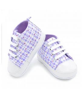 Purple Flower Print Kids Sneakers