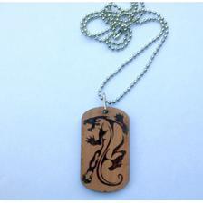 Jaguar Engraved Stencil Wooden Pendant with Ball Chain