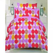 Pink and Purple Cotton King Size Bed Sheet with 2 Pillow Covers