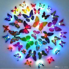 Pack of 6 - Glow In The Dark Led Butterfly Night Light Led Color Changing For Kids Room Glowing