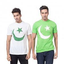 Pack of 02 Green and White Pakistan Printed T shirt for Men