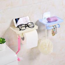 Multifunctional Shelf Toilet Paper Roll Holder Tissue Paper Phone Holder