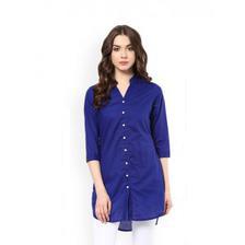 Royal Blue Button Down Shirt For Women