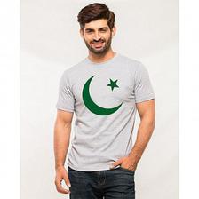 Heather Grey Pakistan Chand Taara Printed T shirt For Him