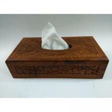 Handmade Wooden Tissue Box - Brown