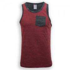 Charcoal Red Cotton Tank Top For Men