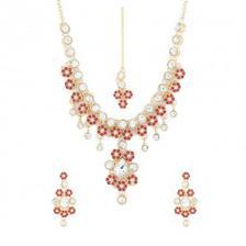 Golden and Red Gold Plated Necklace Set