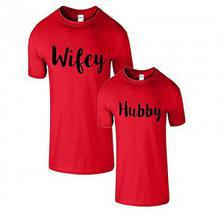Pack of 2 Red printed t shirts for couple