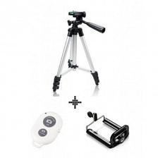 3110 - Tripod Stand with Mobile Holder & Shutter - Black & Silver