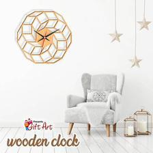 Wall Clock - Wood Wall Clock Dreamcatcher, Home Decor, Geometry Wooden Clock, Large Wall Clock, Wood Decor, Large Gray Oak Wood Wall Clocks 566