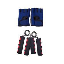 Gym Gloves & Hand Grip - Black & Blue