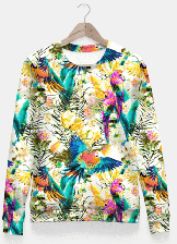 Jungle of fruit with tropical parrots Sudadera entallada