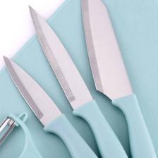 Pack of 4 Kitchen Utensils Cutting Knives set - 3 Knives & 1 Peeler - Blue