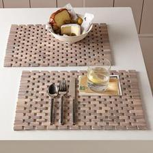 Java Handmade Wooden Place Mats - Pack of 6 with free 2 Hot Plates