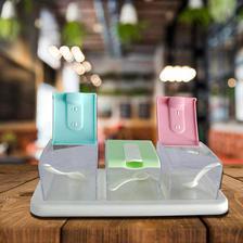 Pack of 5 Transparent Spice jar Colorful Lids Kitchen Accessories Storage Container with Rack & Freshpaper Produce Saver Sheet 20x30cm - 7206