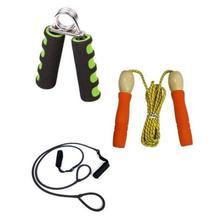 Pack of 3 -Hand Grip with Skipping Rope & Body Shaper Band -Multicolor