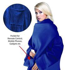 Polyester Fleece Tv Blanket With Sleeves - Black